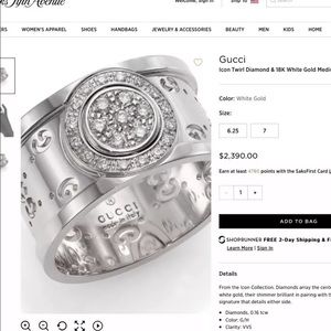 Gucci diamond ring size 6.25